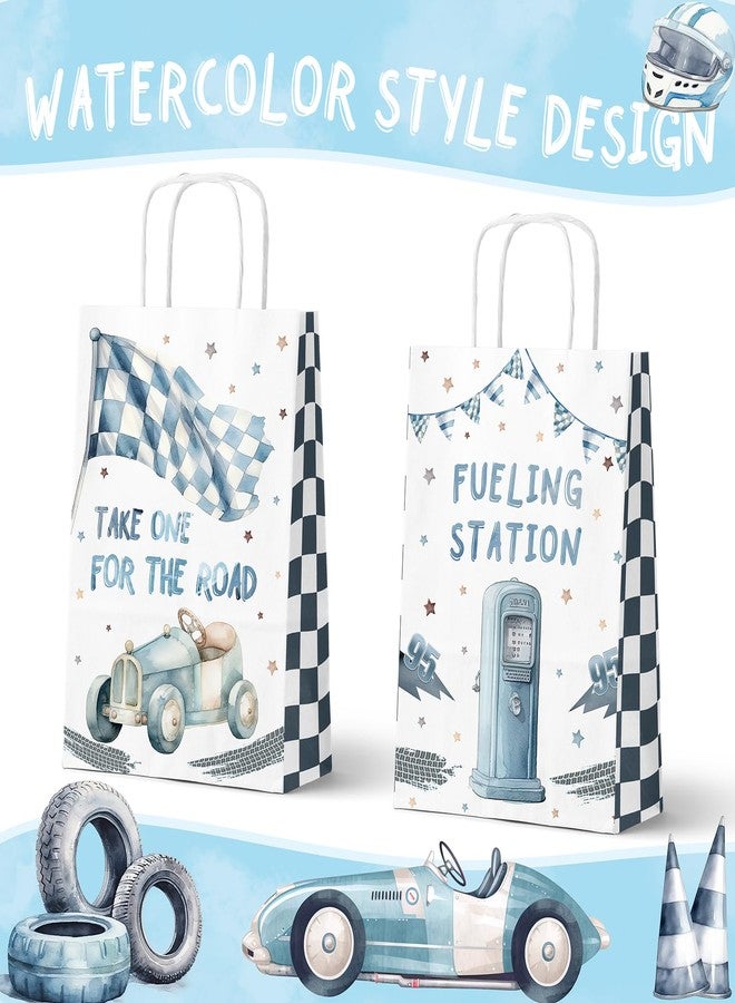 HaPiBiDesign 24 Pack Race Car Party Gift Bags, Vintage Racing Paper Favor Bags with Handles, Ready Set Go Birthday Party Supplies for Boys Racing Theme - Image 2